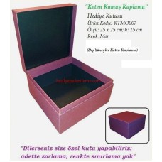HEDİYE KUTUSU (KTMO007)  KETEN KAPLAMA, LAMBA KAPAKLI